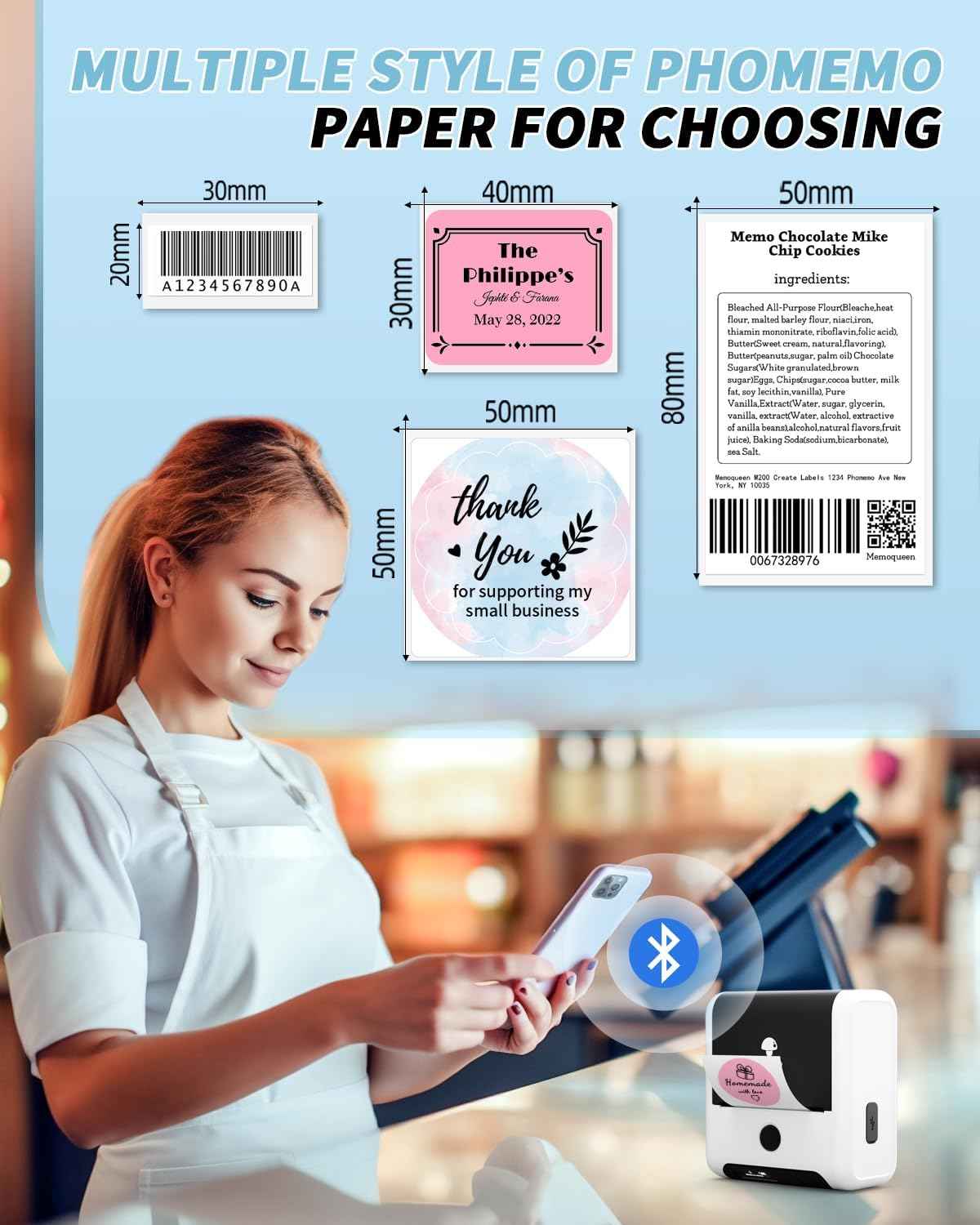 Phomemo M200/M110S Clear Adhesive Thermal Label,40mm X 60mm - TTpen
