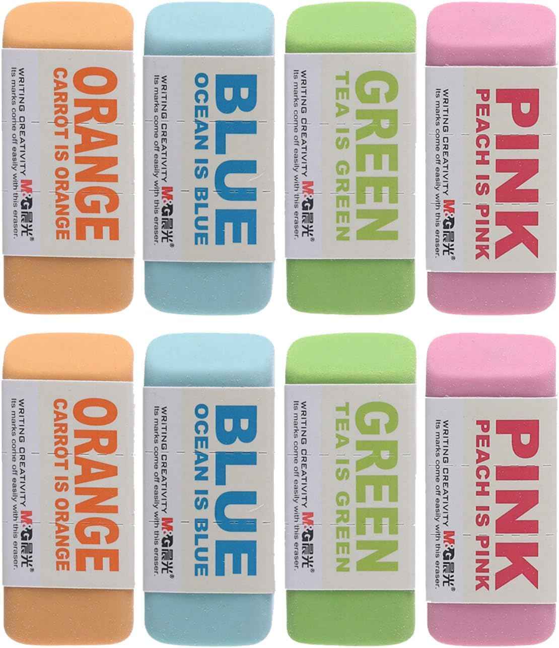 M&G Large Pencil Erasers,8 Assort Colors - TTpen