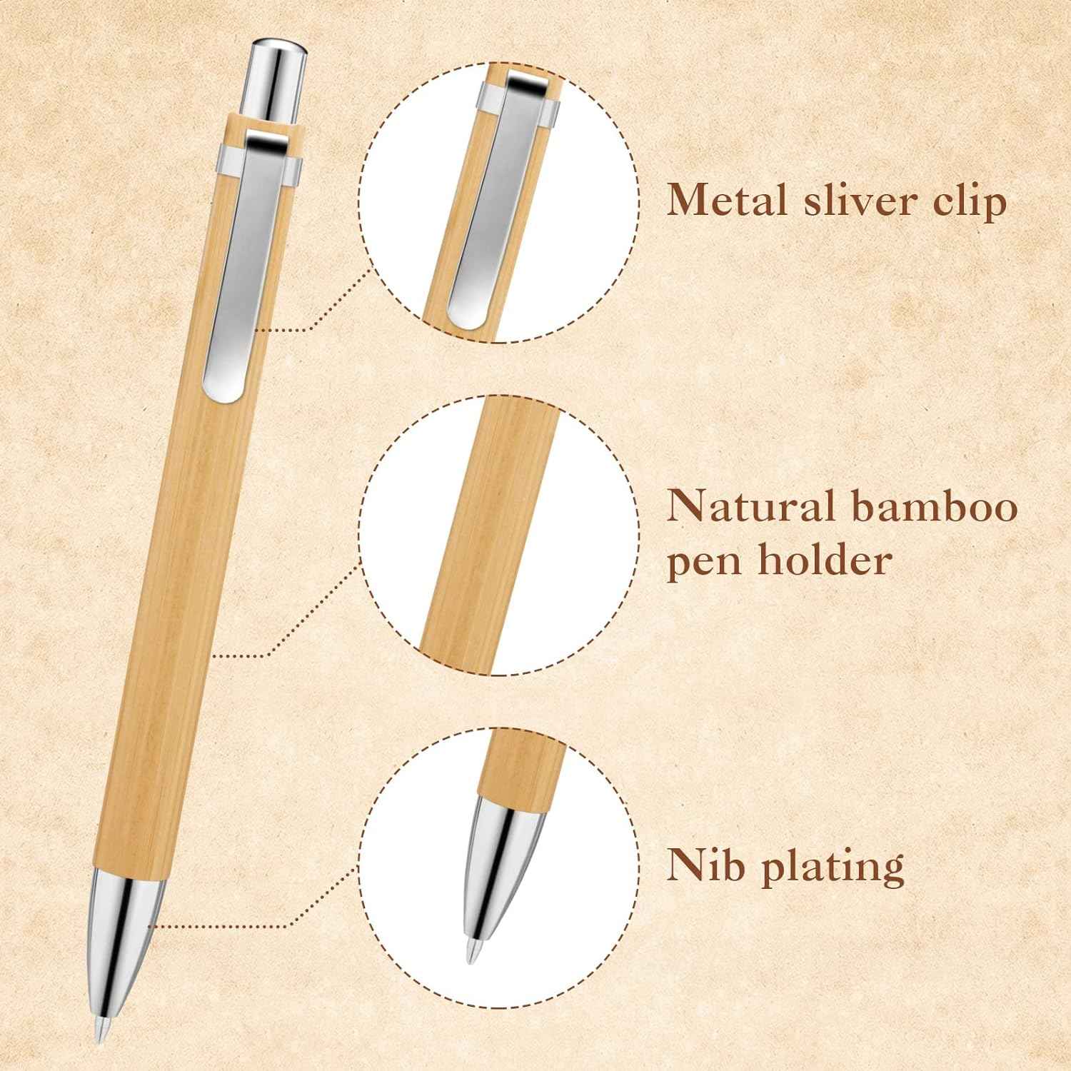 150Pcs Bamboo Ballpoint Pens Wooden Retractable Ballpoint Pen Bamboo Black Ink 1mm Pen Wood Sustainable Pens for Men Women Employee Writing Signature Journaling Home Office School - TTpen