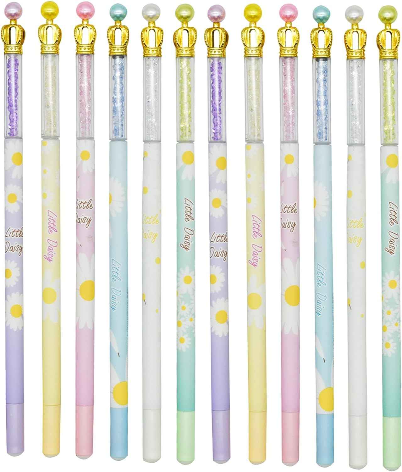12PCS Fancy Floral Crown Gel Pens 0.5mm Black Ink - TTpen