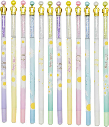 12PCS Fancy Floral Crown Gel Pens 0.5mm Black Ink - TTpen