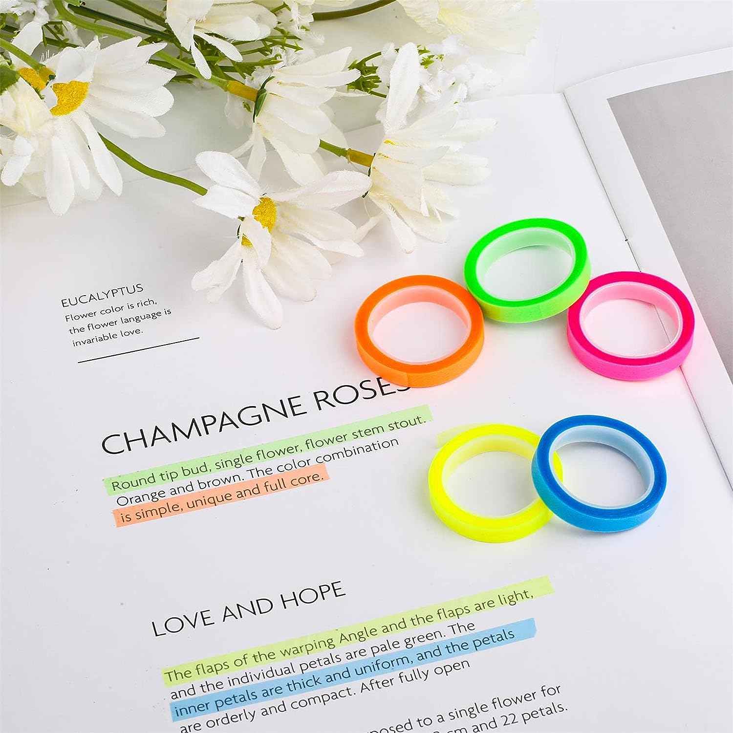 10 Rolls Removable 5 Color Highlighter Tapes for Students Teachers - TTpen
