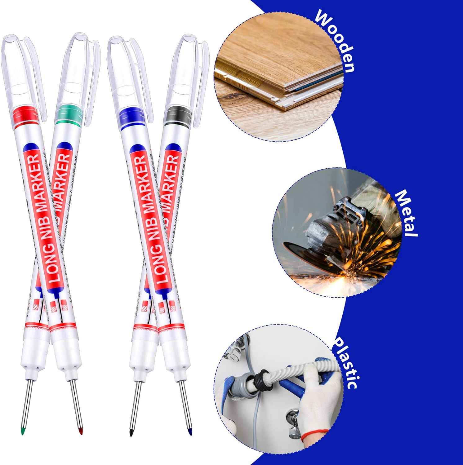 24Pcs Deep Hole Marker Pens 20mm Deep Drill Hole Long Nib Marker - TTpen