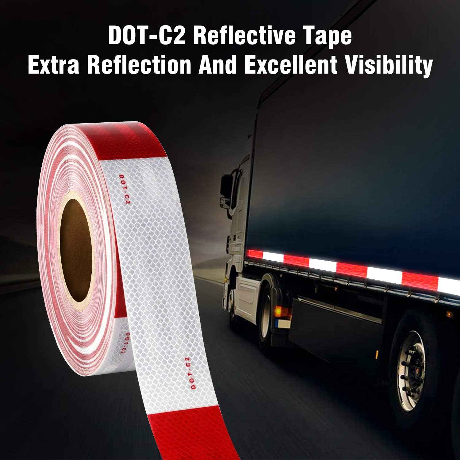 DOT-C2 Reflective Safety Warning Tape 2 Inch x 32 Feet Red/White - TTpen