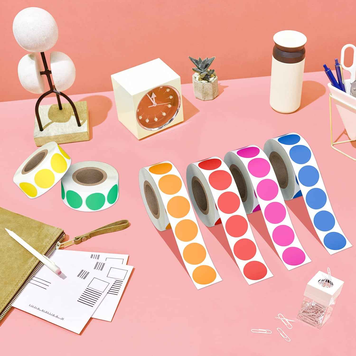 3000pcs 1 inch Dot 6 Rolls Colored Coding Labels - TTpen