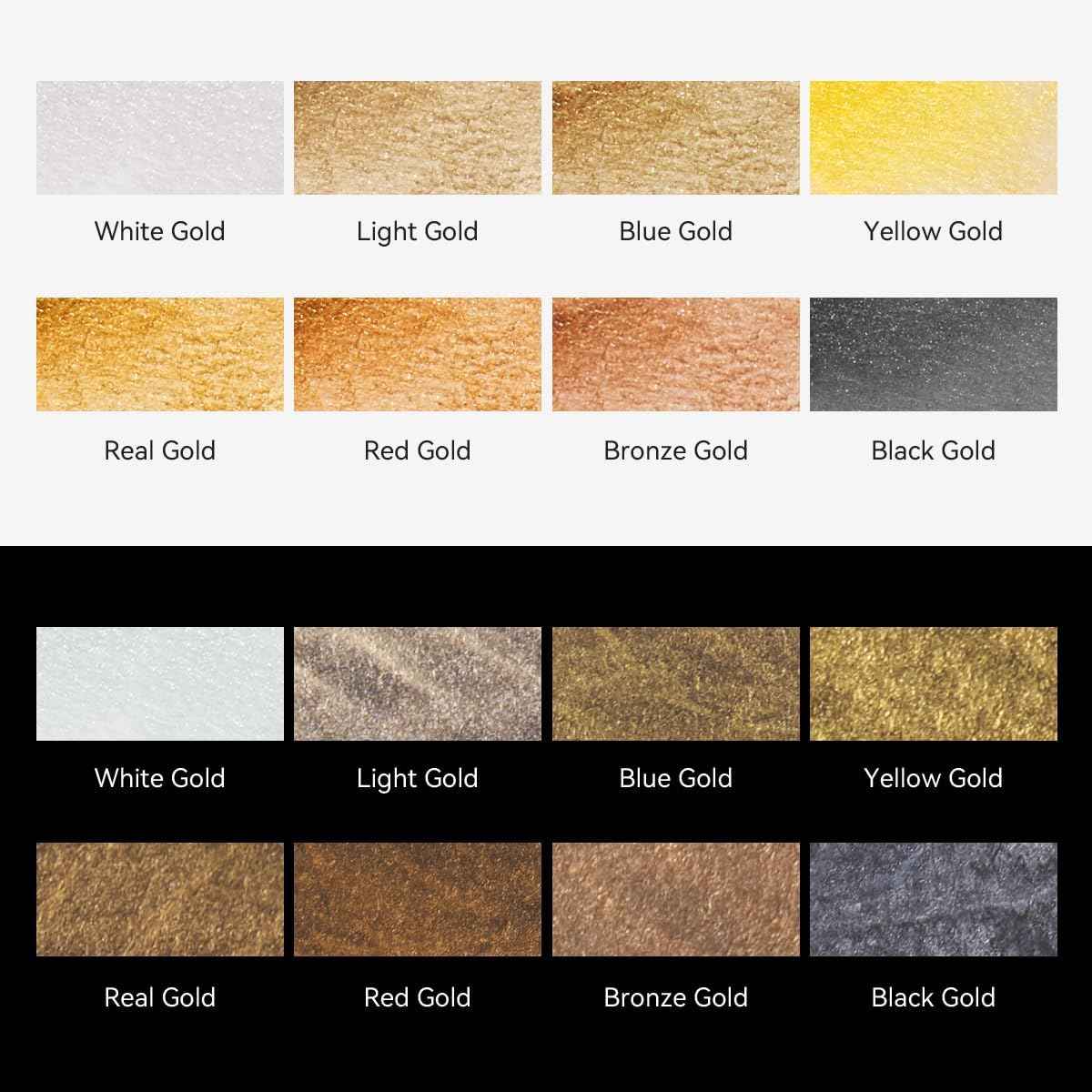 Superior Metallic Waterolor Paints,8 Shimmery Gold Colors - TTpen
