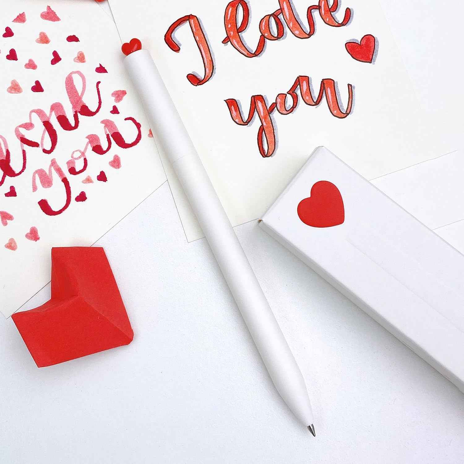 Kaco FIRST Gel Ink Pens,Cute Heart with Extra 4 Black Refills (2 White) - TTpen