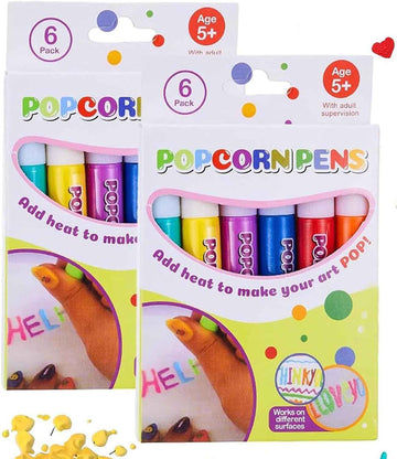 DIY Bubble Popcorn Drawing Pens,6 Color Magic Puffy Pens 2 Pack - TTpen