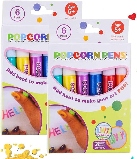 DIY Bubble Popcorn Drawing Pens,6 Color Magic Puffy Pens 2 Pack - TTpen