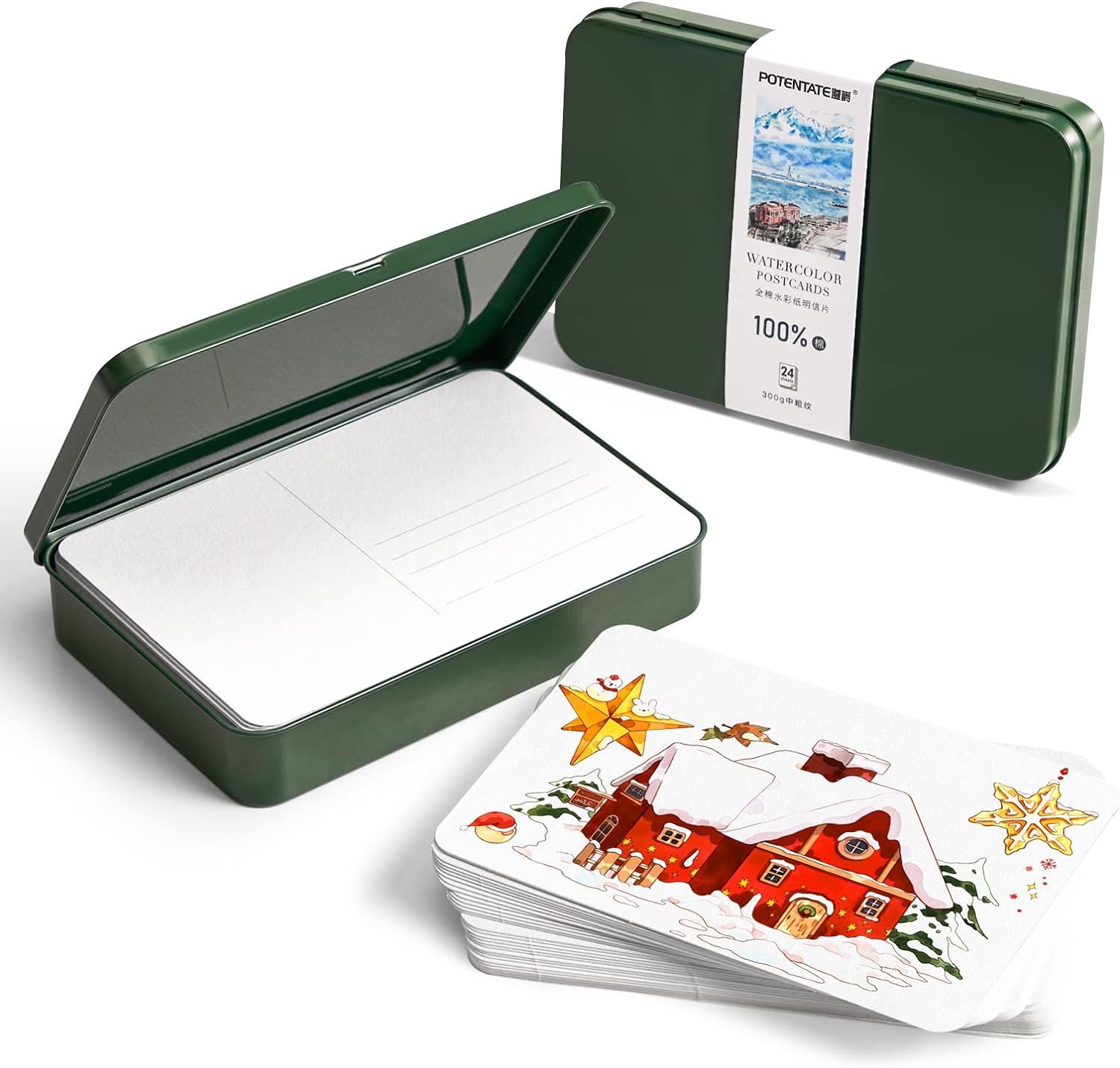 POTENTATE Blank Watercolor Paper Postcards,4"x6" 24 Sheets Midrib