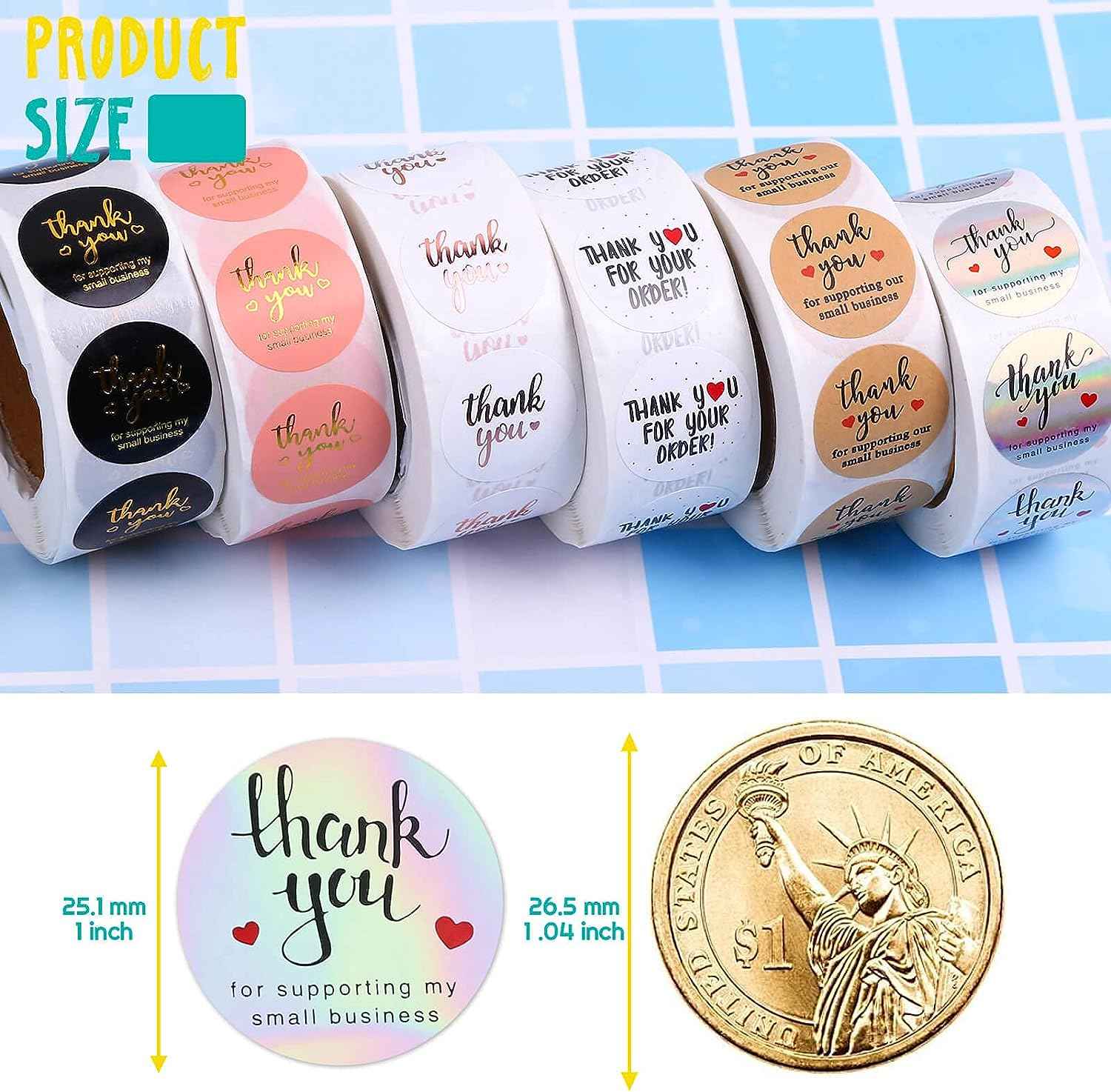 3000Pcs 1inch 6Rolls Thank You for Supporting My Small Business Stickers - TTpen