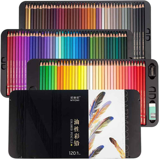 NYONI Professional 120 Colored Drawing Pencils Tin Box - TTpen