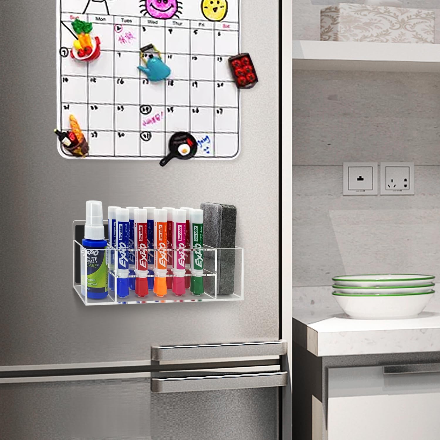 10 Slots Acrylic Magnetic Dry Erase Marker Pen Holder