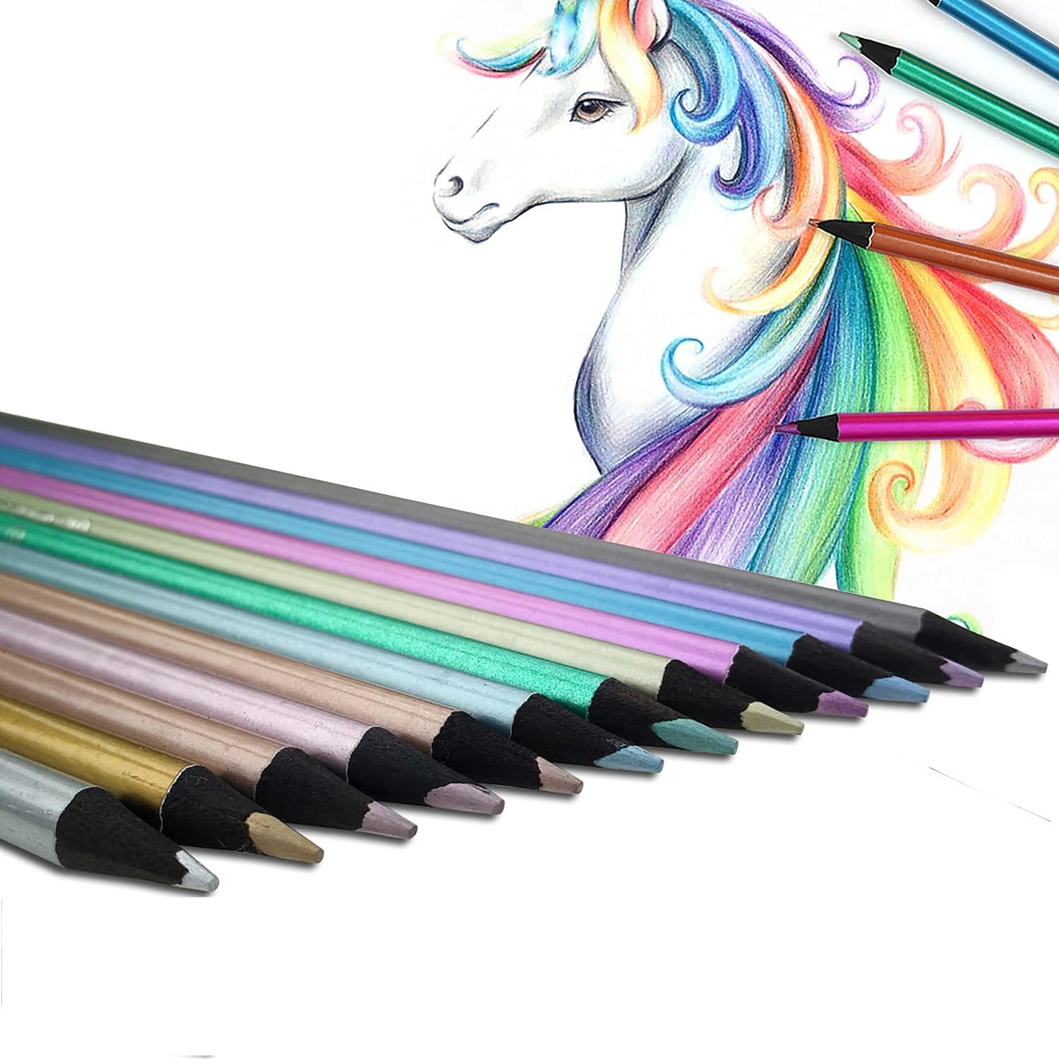 12pcs Metallic Colored Drawing Pencils