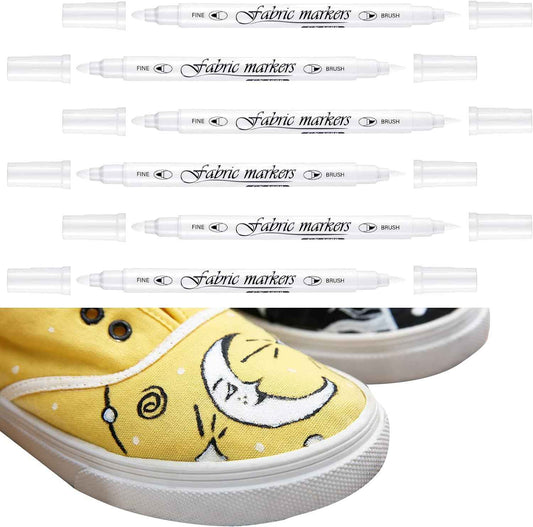 Guangna 6Pcs Fabric Markers Double Ended White Black Color - TTpen