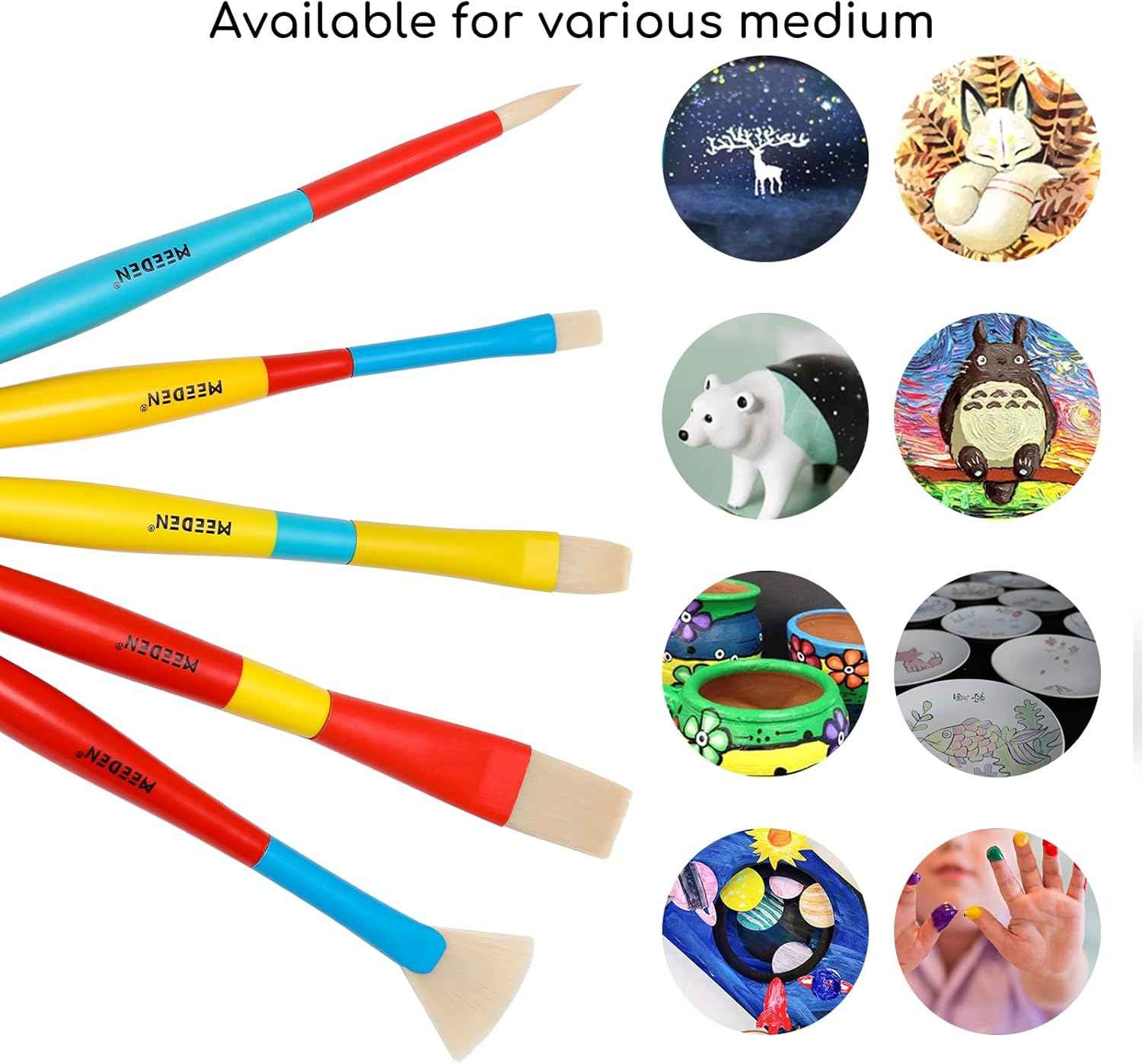 MEEDEN Paint Brushes for Kids 5 Pack