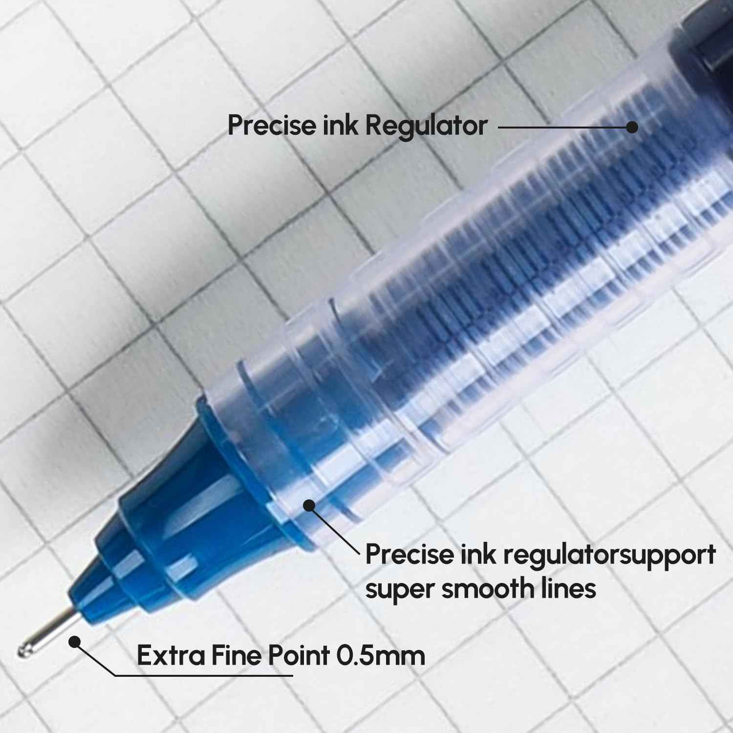 M&G 0.5mm Liquid Rollerball Pens,Black Ink 6 Pack - TTpen