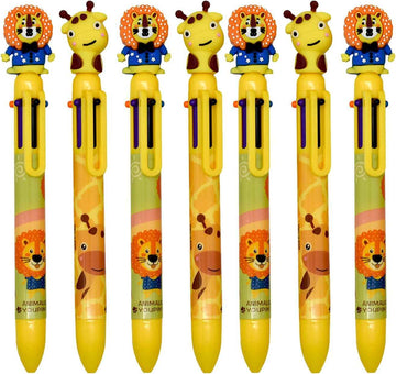 8PCS 6in1 Multicolor Ballpoint Pen Giraffe Lion For Kids Adults School - TTpen