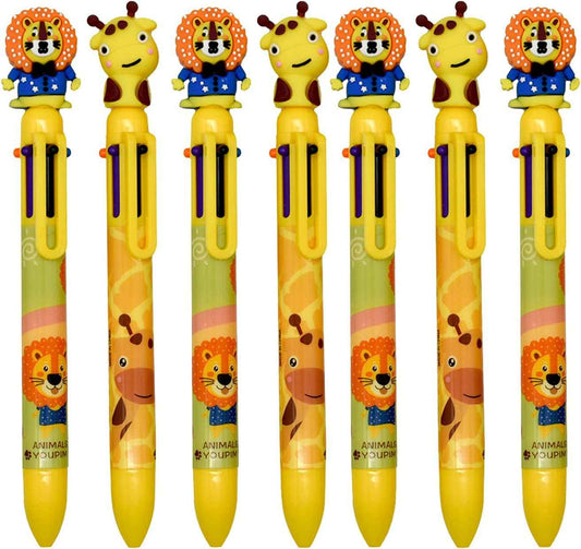 8PCS 6in1 Multicolor Ballpoint Pen Giraffe Lion For Kids Adults School - TTpen