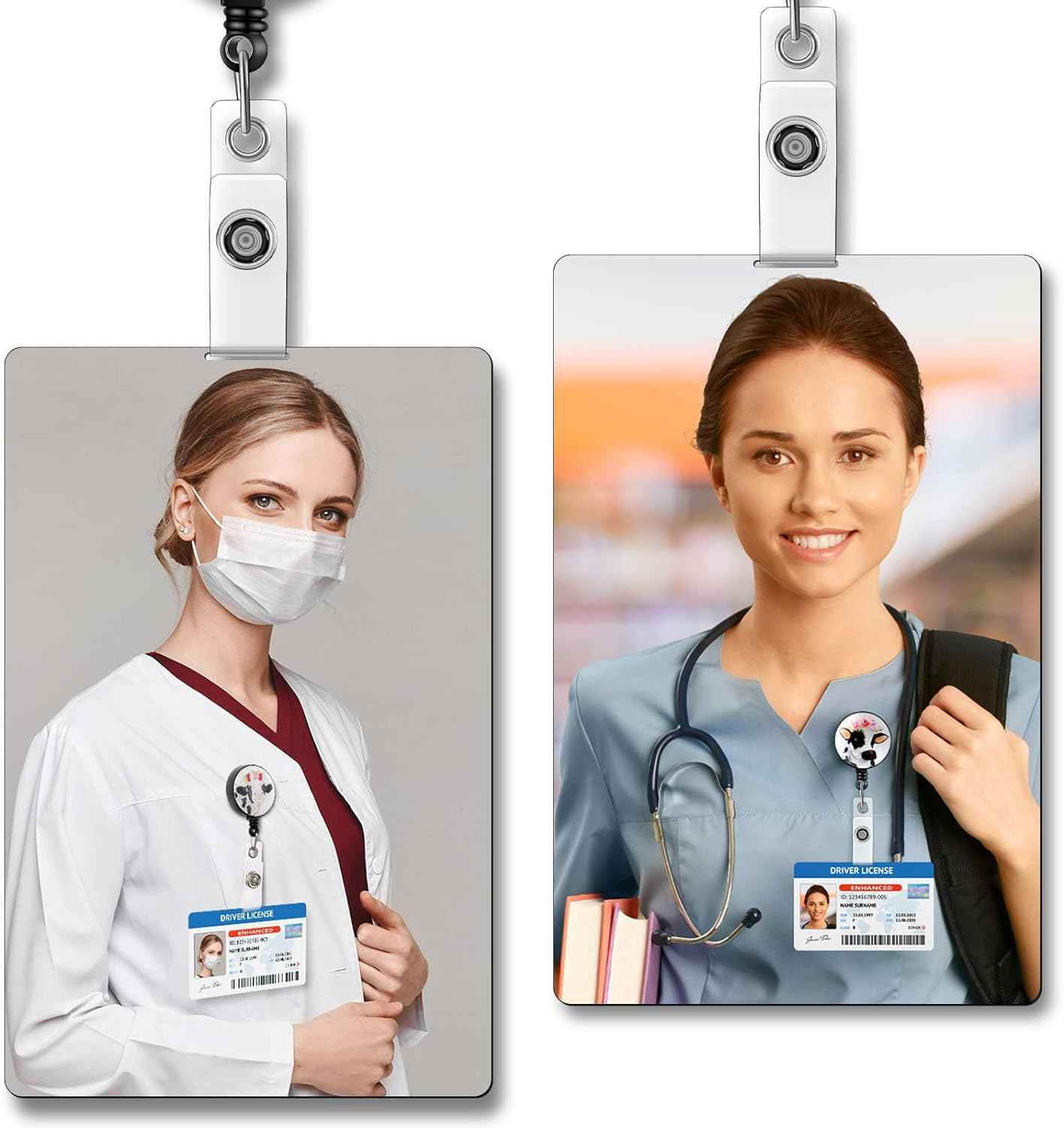 3Pcs Cow Retractable Badge Reel Holder for Nurse Doctor Teacher Student - TTpen