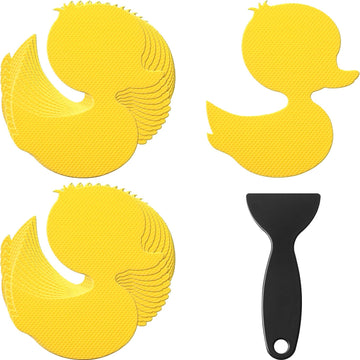 24Pcs Bathtub Non Slip Stickers Yellow Duck for Kids Safety with Scraper