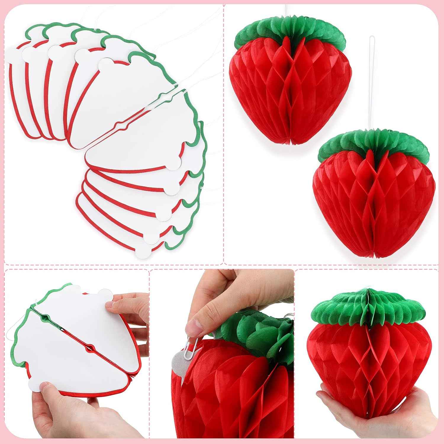 6 Inch Tissue Paper Strawberry Ball Decoration Red - TTpen