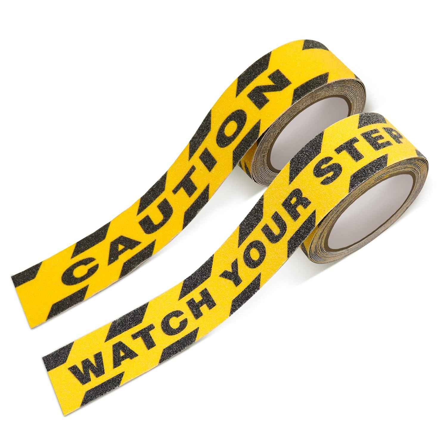 Black Yellow Anti Slip Safety Tape Printed"Watch Your Step CAUTION“