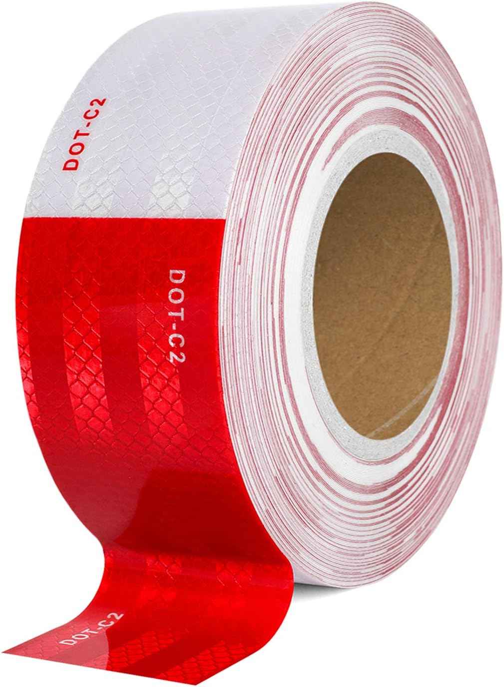 DOT-C2 Reflective Safety Warning Tape 2 Inch x 100 Feet Red/White - TTpen