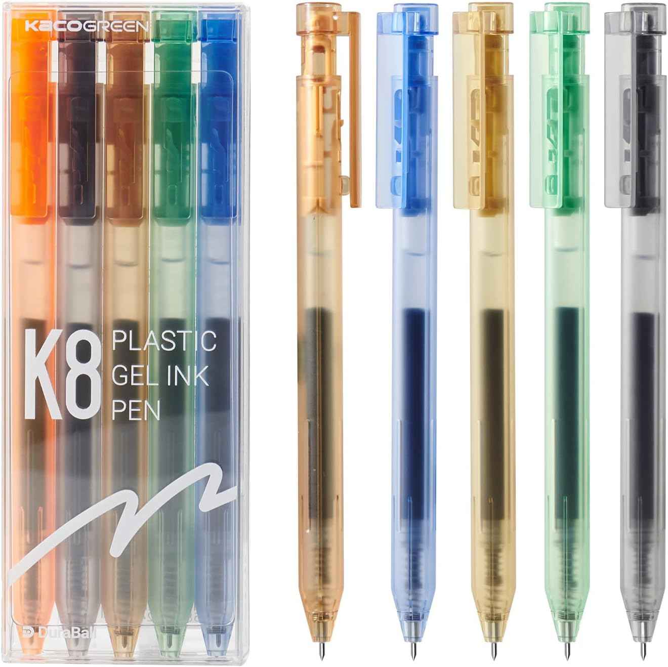 Kaco K8 Retractable Colored Gel Ink Pens 5 Pack - TTpen