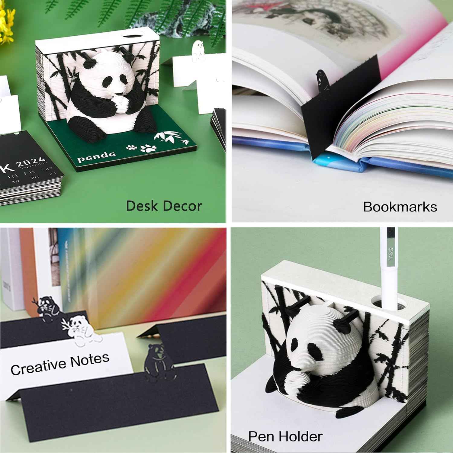 2024 Time Piece Panda 3D Calendar Memo Pad with Pen Holder - TTpen