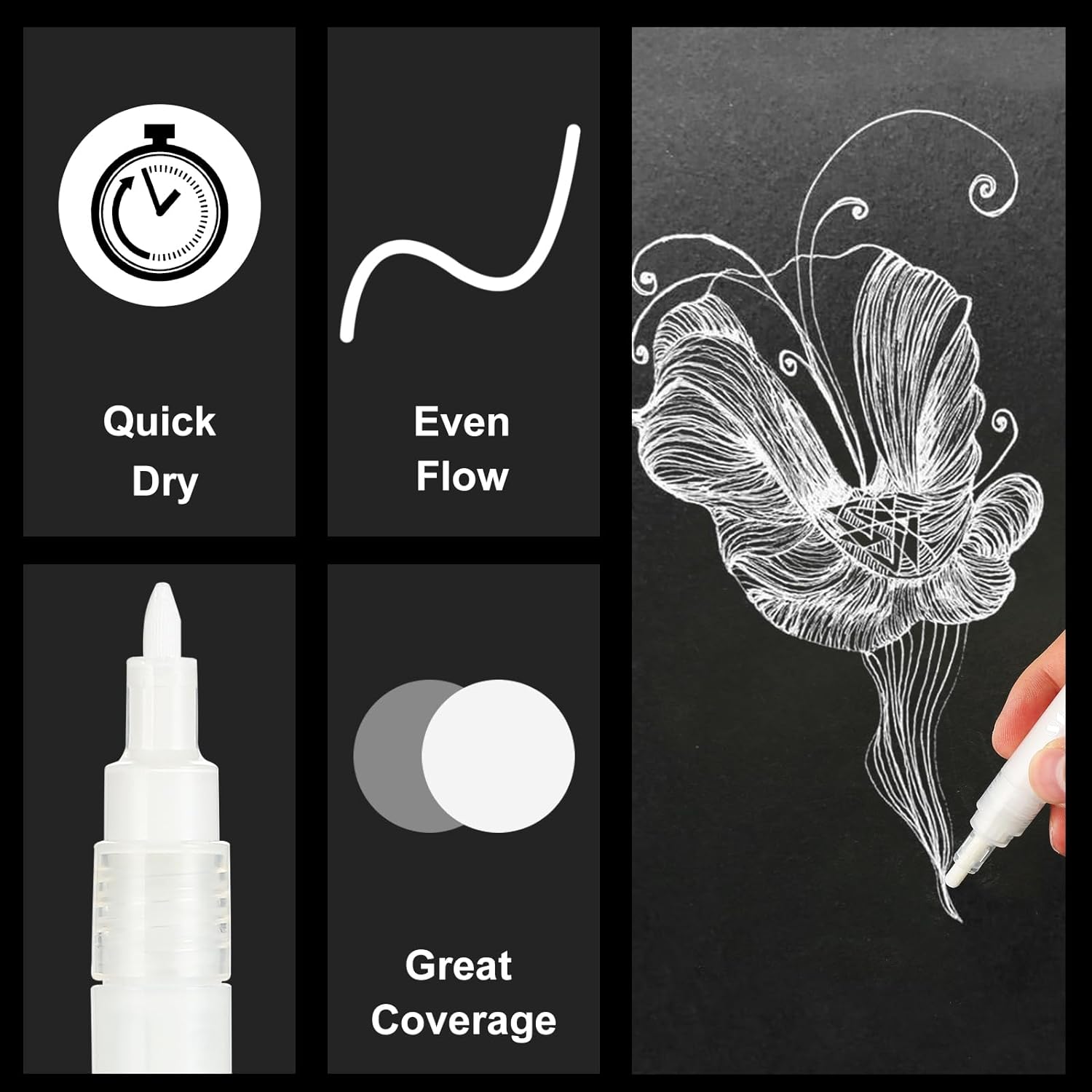 Mont Marte Acrylic White Paint Pens - 4 Pack