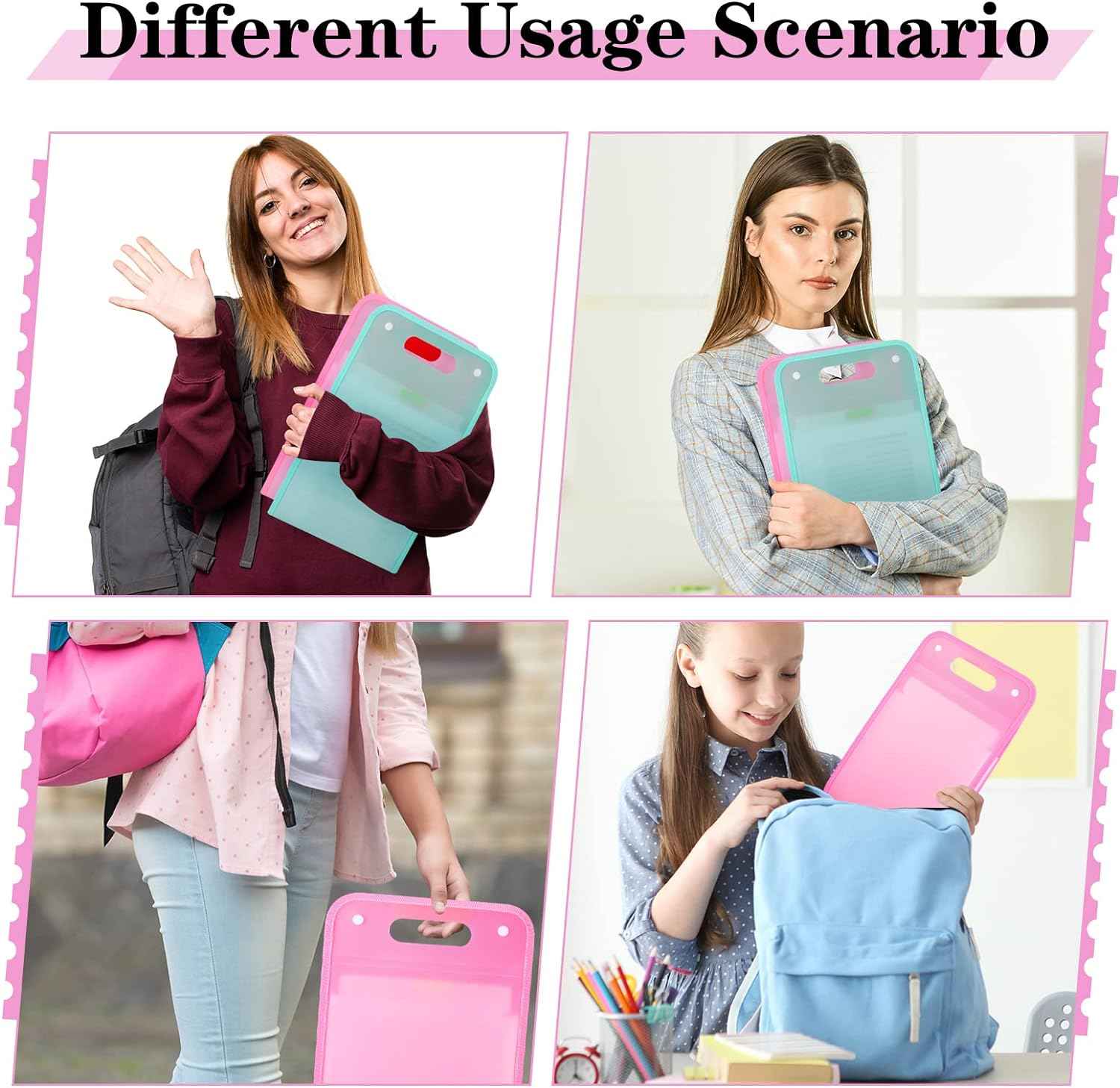 2Pcs A4 Vertical File Folder,13 Pockets Plastic for Classroom,Home,Office - TTpen