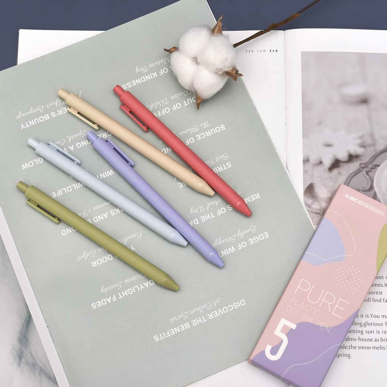 Kaco 5 Morandi Colored Ink Retractable Gel Pens 0.5mm Fine Point - TTpen