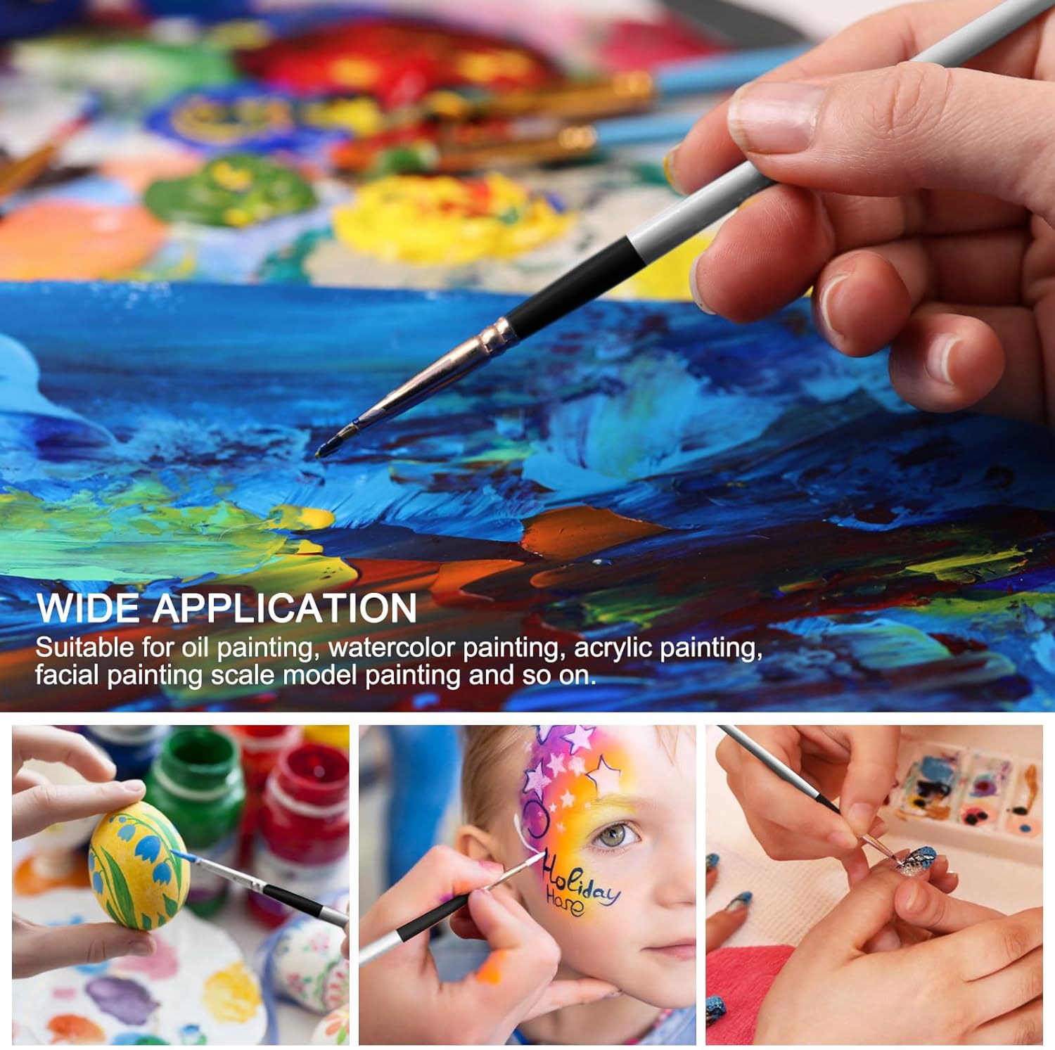 24PCS Acrylic Paint Brushes Roll Set