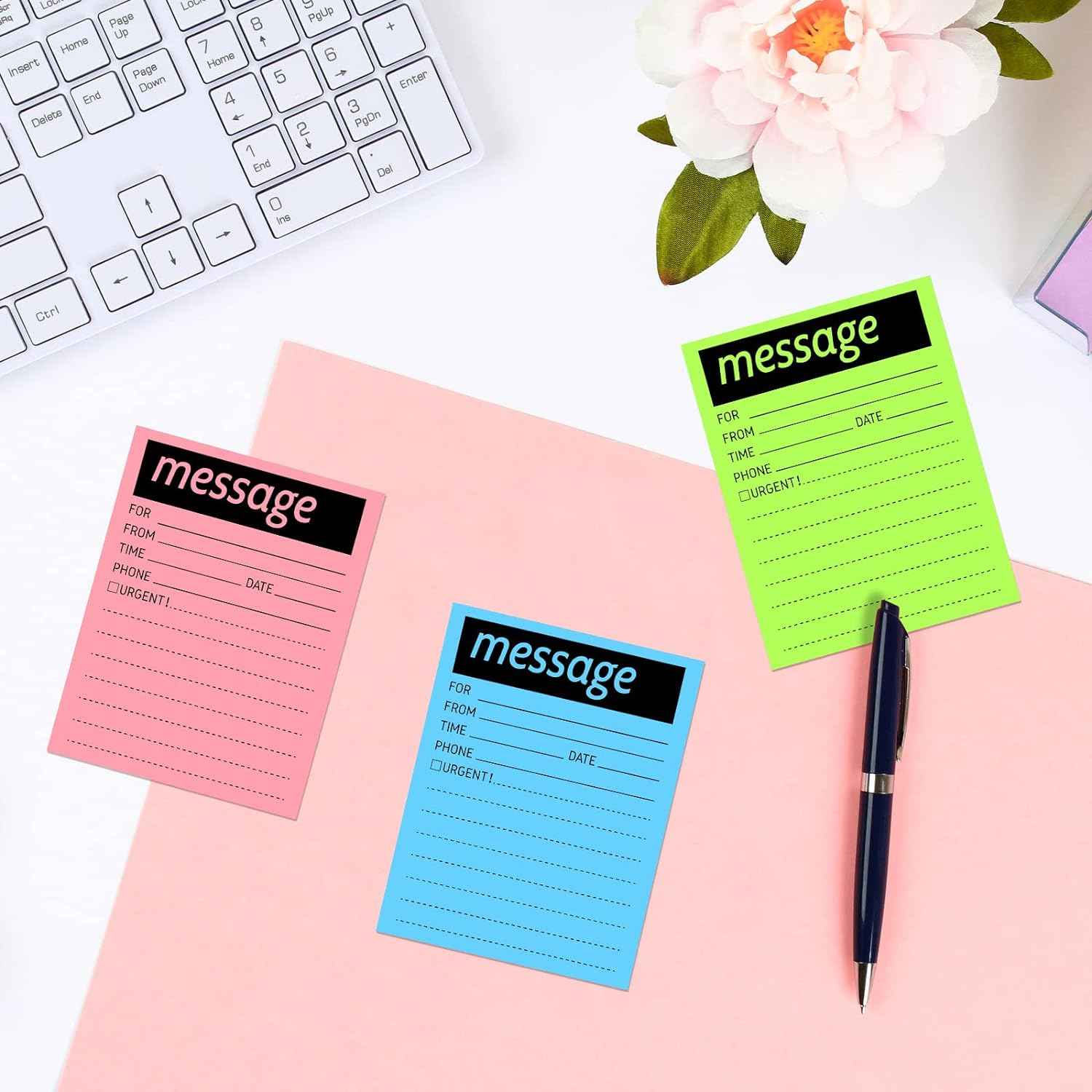 9pcs Telephone Message Sticky Notes Pads 4 x 5 Inch (Fluorescent Colors) - TTpen