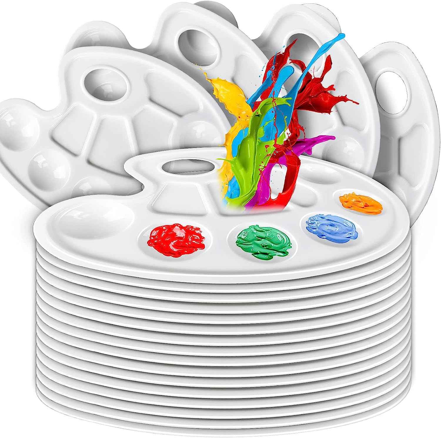 20Pcs Oval Paint Tray Palettes Plastic with Thumb Hole - TTpen