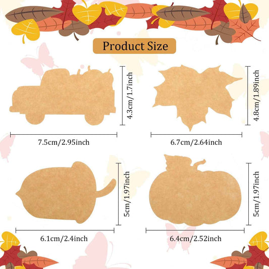 200 Pieces Thanksgiving Fall Leaves Autumn Kraft Paper Labels Stickers - TTpen
