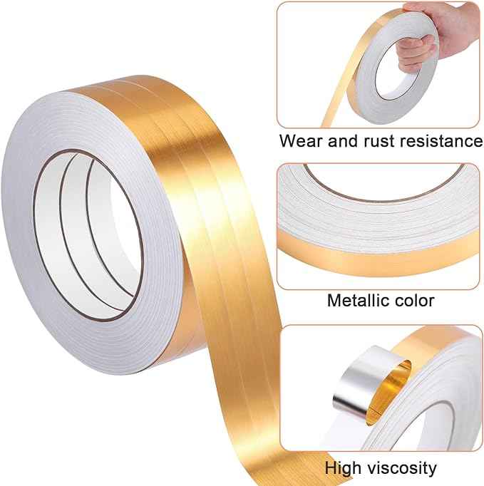 3 Rolls Self Adhesive Metalized Polyester Film Tape Gold 10MM - TTpen