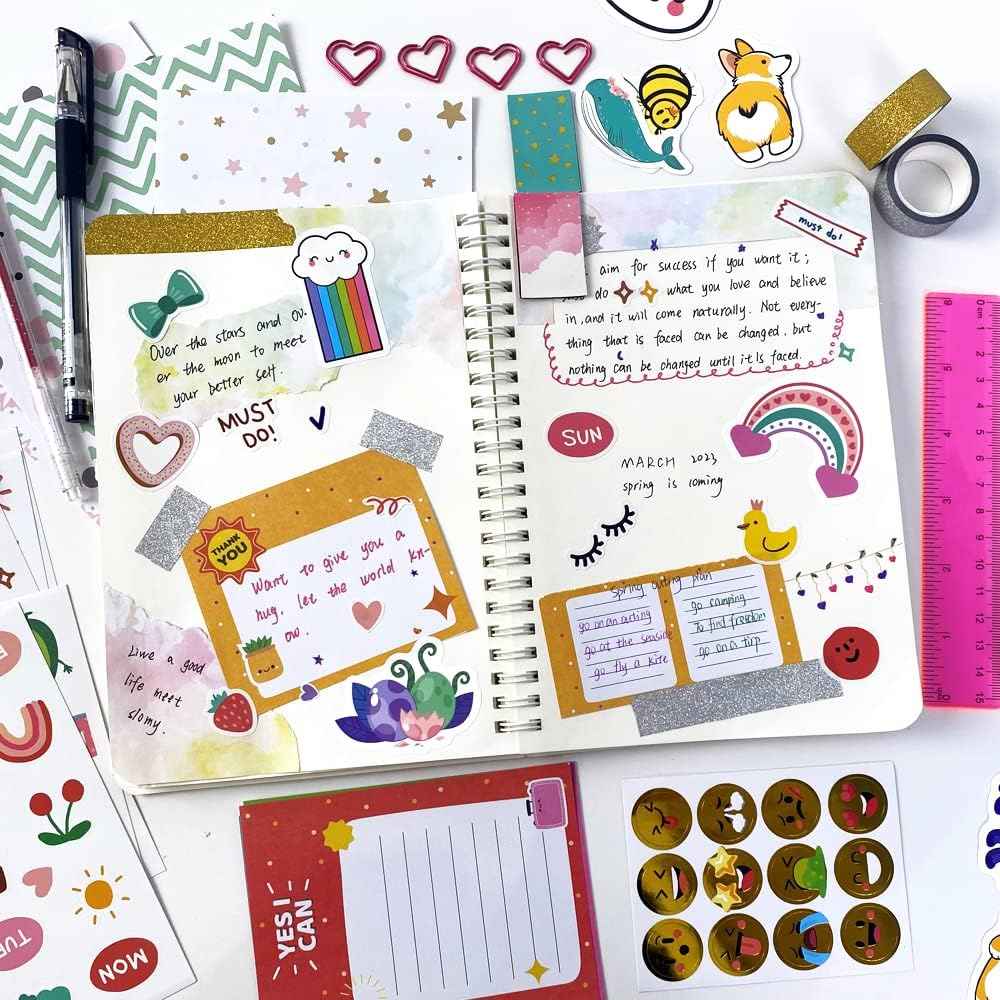 DIY Journal Kit for Girls 8-12 Pink Scrapbook Diary Supplies Set - TTpen