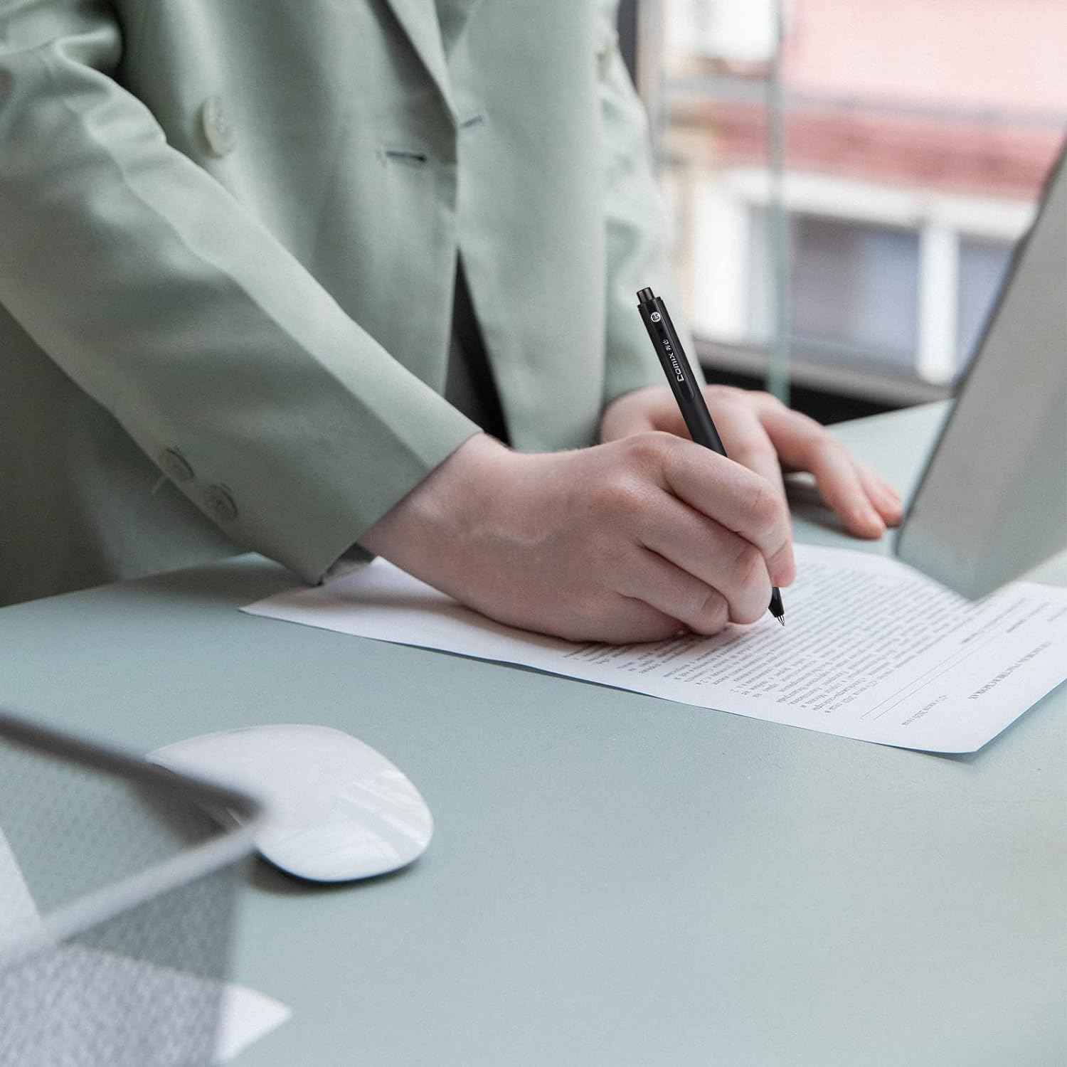 Comix 12pcs Retractable Gel Pens,Black Ink,0.5mm Medium Point - TTpen