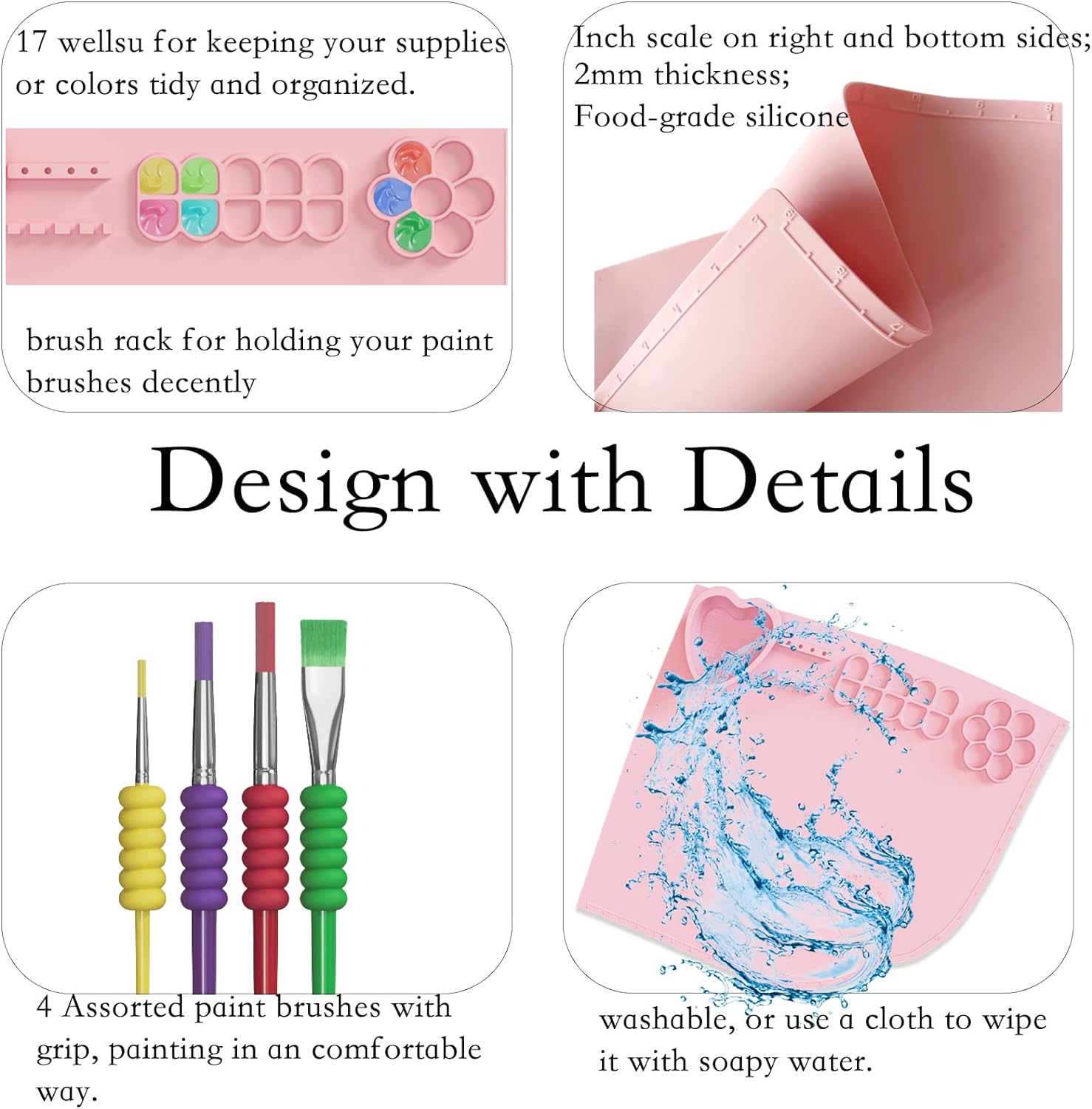 Silicone Painting Mat with Cup and Paint Holder