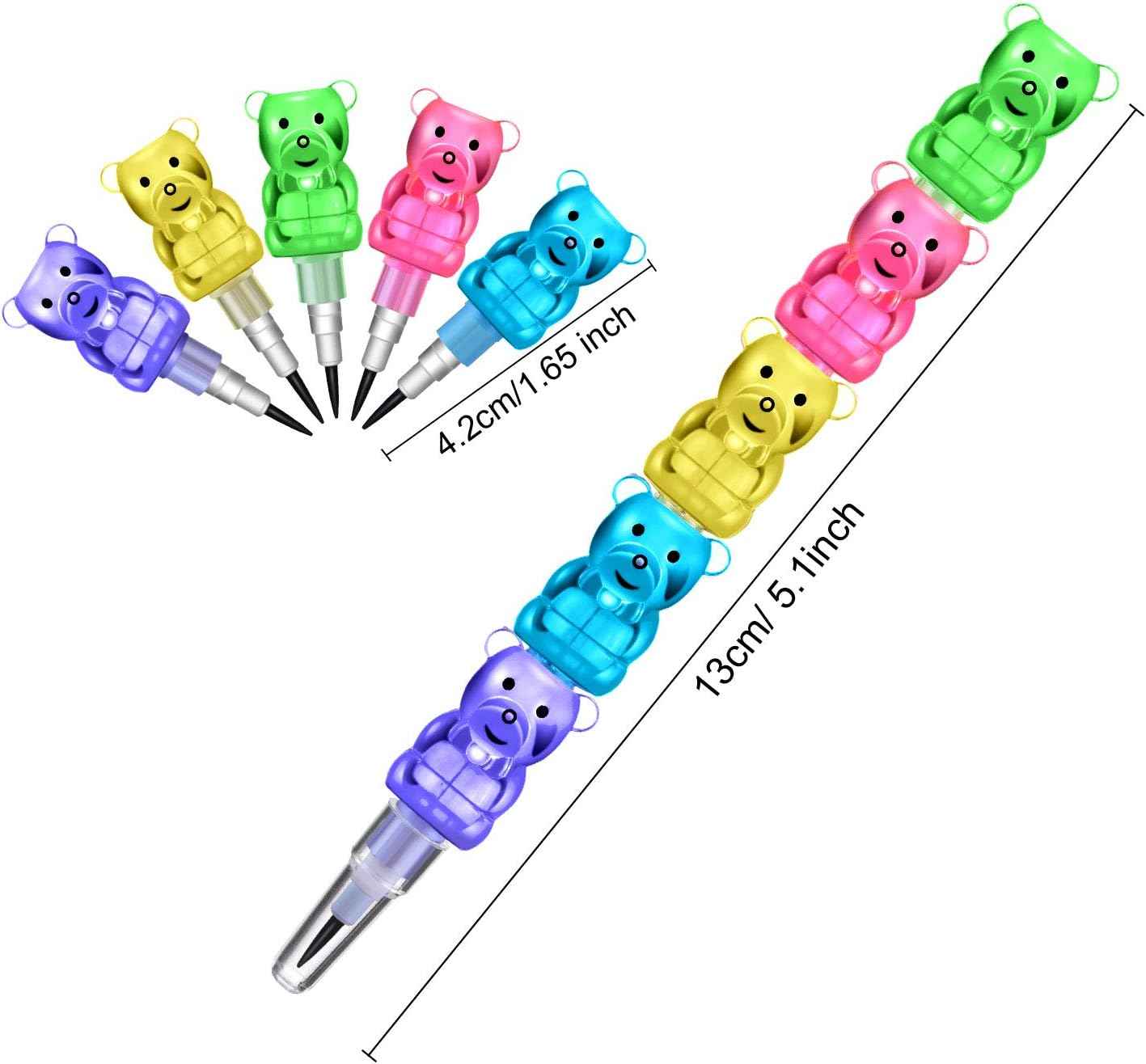 40Pcs 5in1 Stackable Pencils Plastic Colored Bear - TTpen