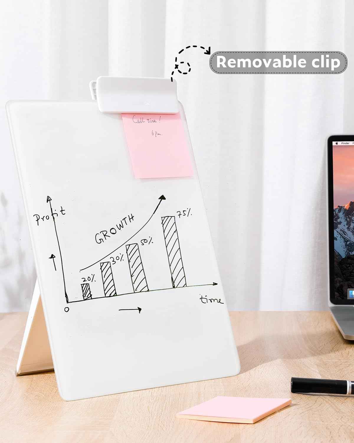 DELI NS125 Glass Desktop Whiteboard with Stand Storage Design - TTpen