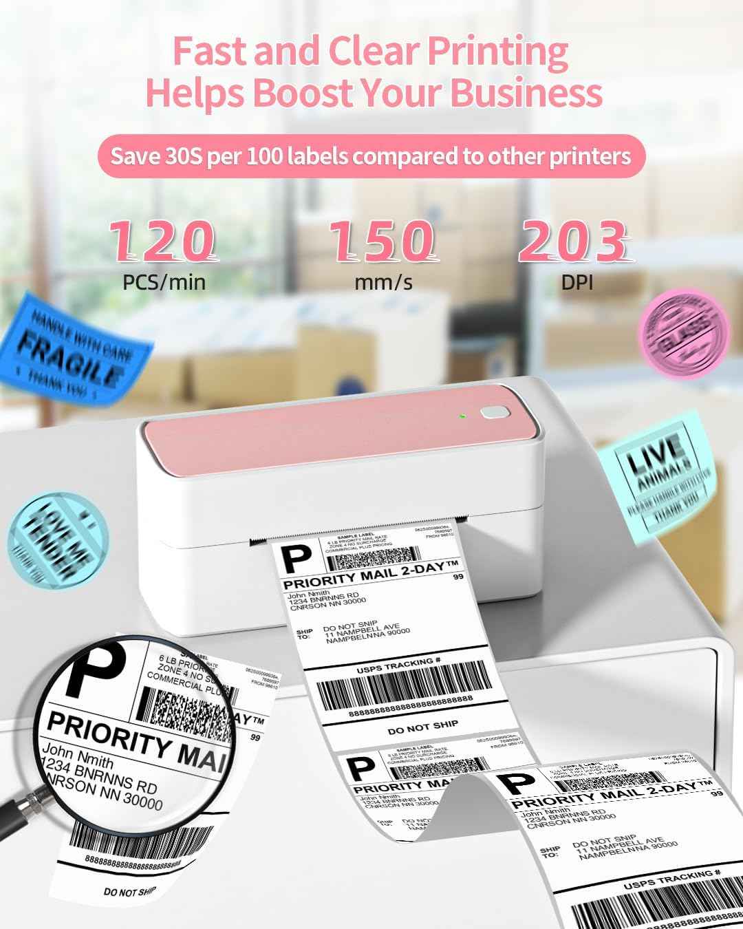 Phomemo 241BT Bluetooth Thermal Label Shipping Printer 4x6 - TTpen