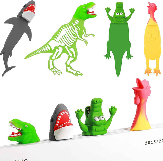 4Pcs Luminous Dinosaur Shark Crocodile Chicken Bookmarks - TTpen