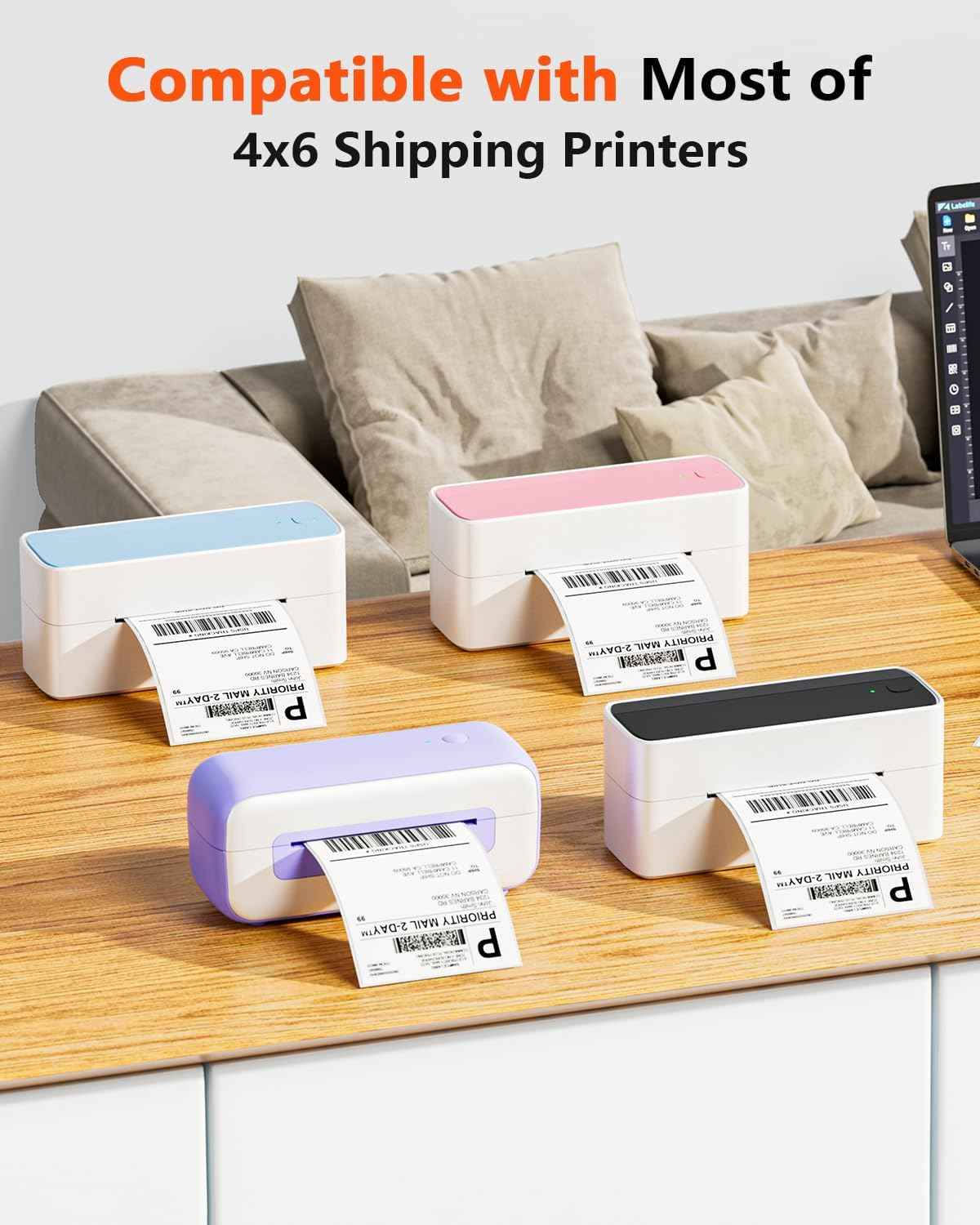 Phomemo 4x6 Inch Thermal Direct Shipping Label,Fan-Fold 500 Labels - TTpen