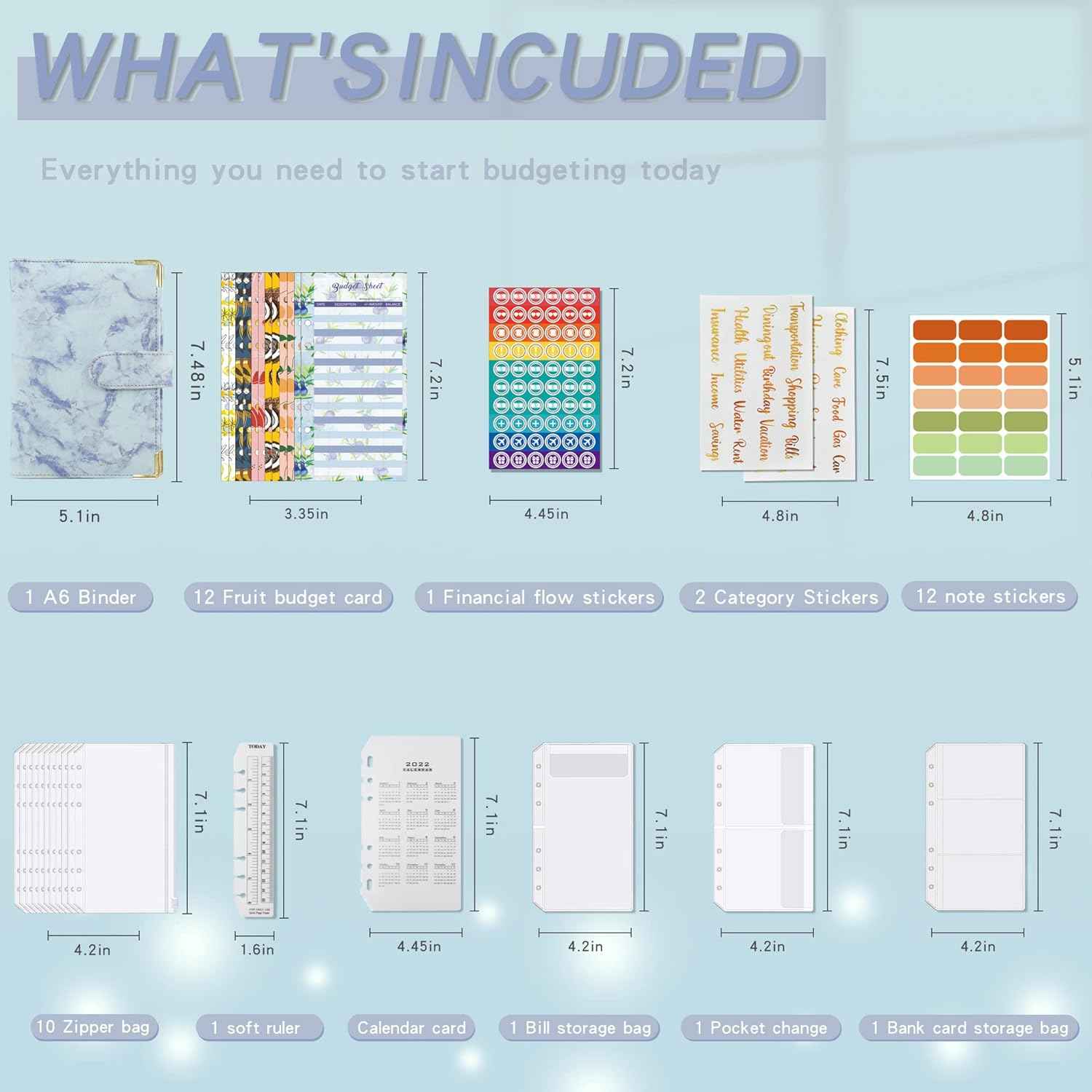 A6 Budget Binder with 12pcs Zipper Cash Envelopes Money Organizer - TTpen