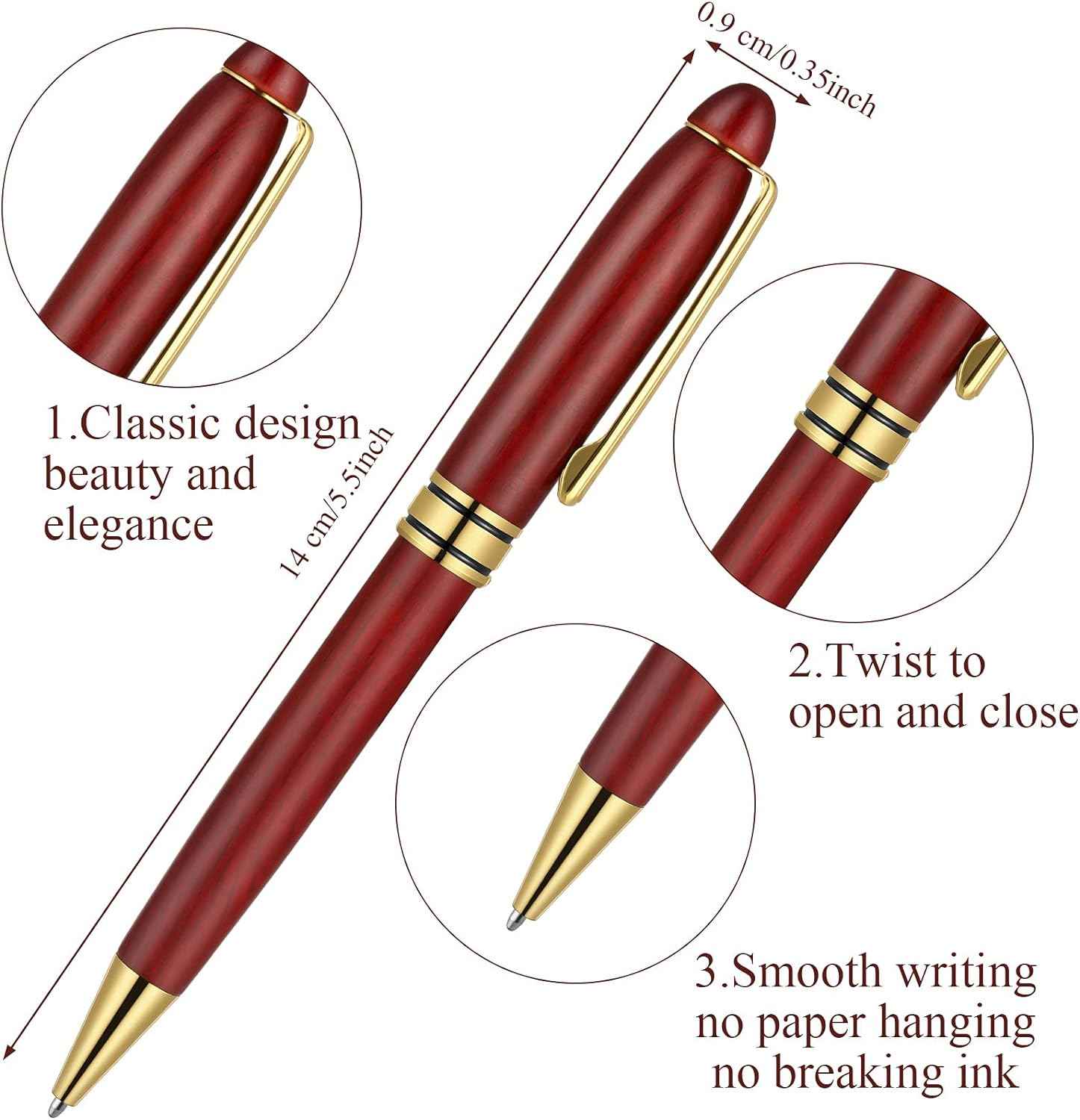 9 Pieces Wooden Ballpoint Pens with Refills Packing Boxes Writing Set - TTpen