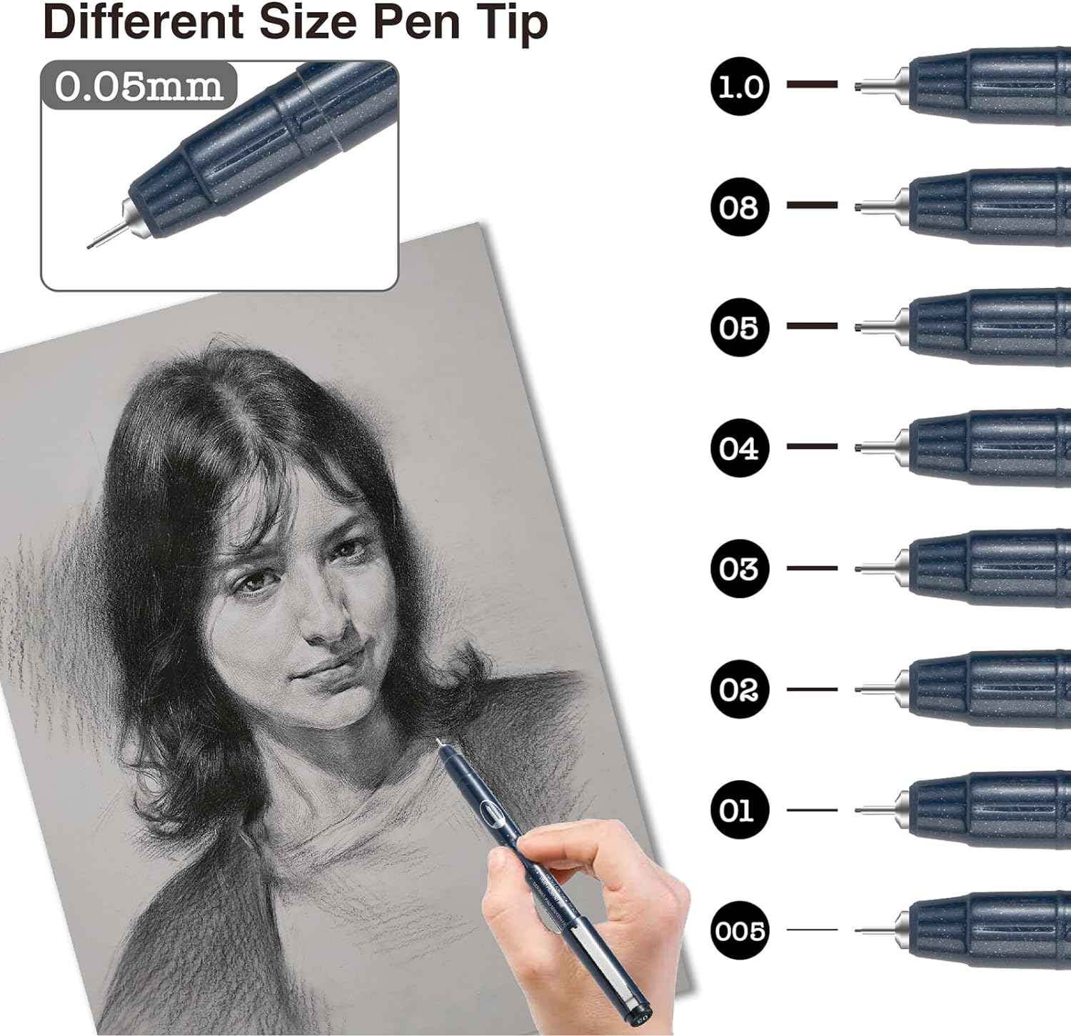 Maikedepot Micro-Line Pens 8 Size Fineliner Black Ink Drawing Pens - TTpen