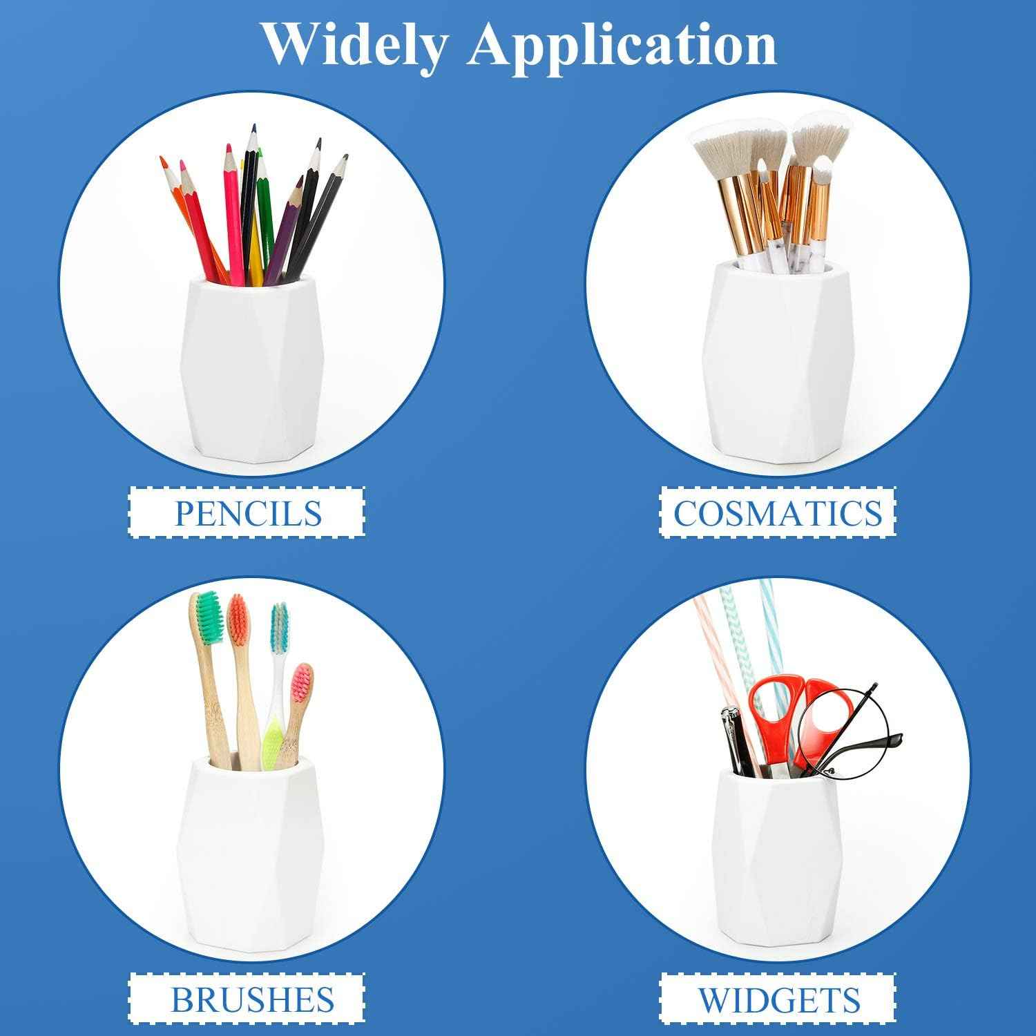 2 Pieces Silicone Pencil Holder for Desk,Geometric Makeup Brush Holder - TTpen